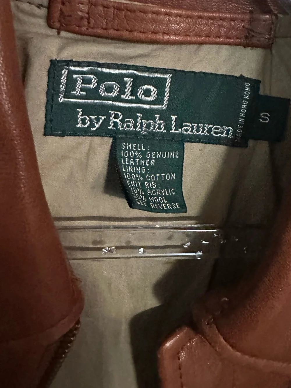 Vintage POLO Ralph Lauren Kids Brown Genuine Leather Bomber Jacket Coat